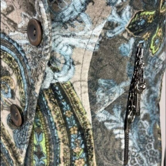 Javier Simorra Barcelona floral paisley blazer jacket lined shoulder pads size 4 - Picture 10 of 12